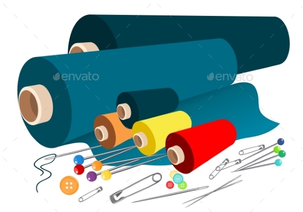 GraphicRiver Vector Fabric Sewing Accessories 9244105 GraphicRiver Vector Fabric Sewing Accessories 9244105