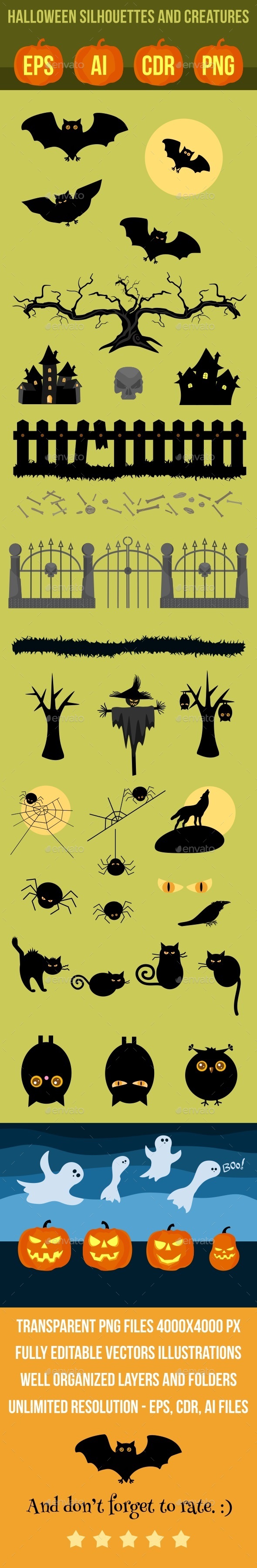GraphicRiver Halloween Vector Silhouettes and Creatures 9244117 GraphicRiver Halloween Vector Silhouettes and Creatures 9244117