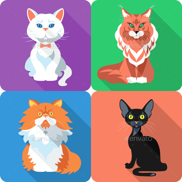 GraphicRiver Set Cat Icon Flat Design 9244941 GraphicRiver Set Cat Icon Flat Design 9244941