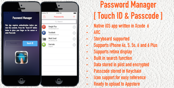 Password Manager - Touch ID & Passcode - iOS App (Full ...