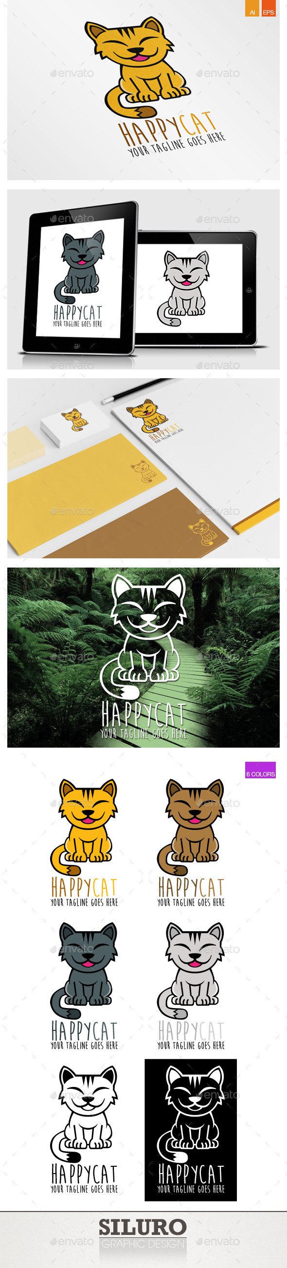 GraphicRiver Happy Cat Logo 9251066 GraphicRiver Happy Cat Logo 9251066