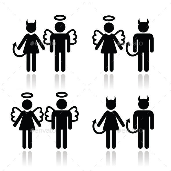 GraphicRiver Couples Devil and Angel Man and Woman Icons Set 9251976 GraphicRiver Couples Devil and Angel Man and Woman Icons Set 9251976