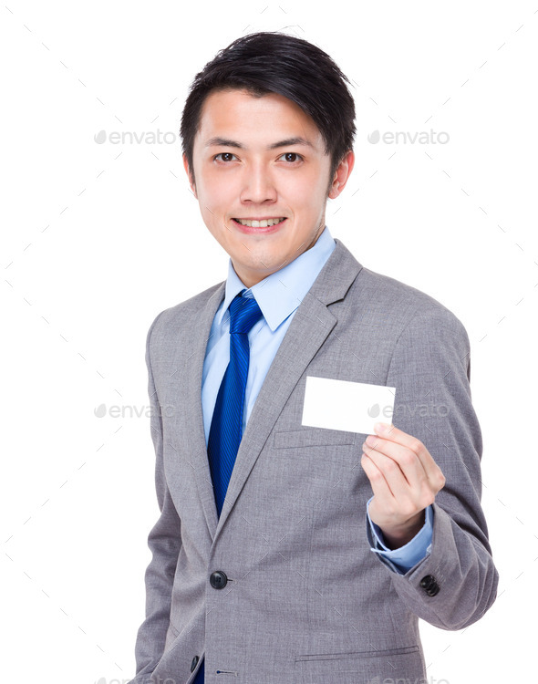 Businessman present with namecard (Misc) Photo Download