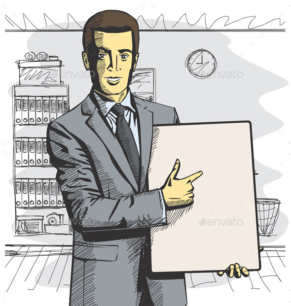 GraphicRiver Businessman with Empty Write Board 9253604 GraphicRiver Businessman with Empty Write Board 9253604