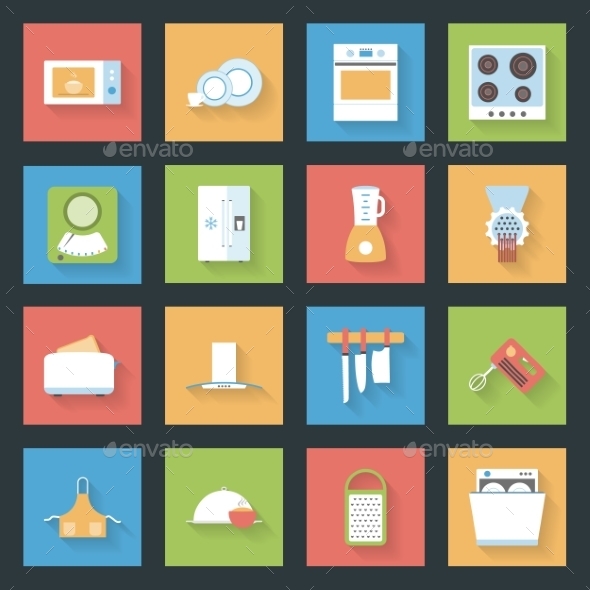 GraphicRiver Kitchen Flat Icons Set 9254326 GraphicRiver Kitchen Flat Icons Set 9254326