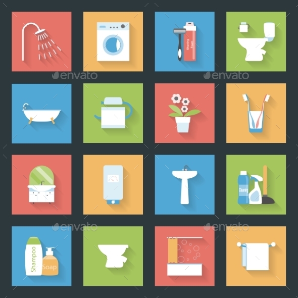 GraphicRiver Bathroom Flat Icons Set 9254841 GraphicRiver Bathroom Flat Icons Set 9254841
