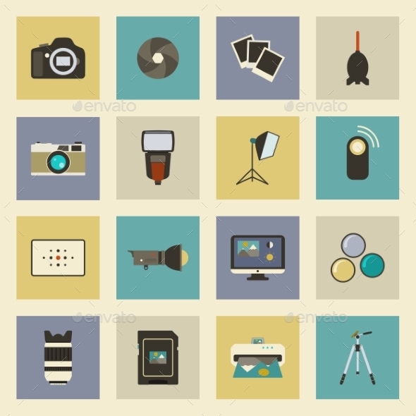 GraphicRiver Photo Equipment Flat Icons Set 9255163 GraphicRiver Photo Equipment Flat Icons Set 9255163