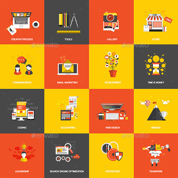 GraphicRiver Set of Flat Design Concept Icons 9256675 GraphicRiver Set of Flat Design Concept Icons 9256675