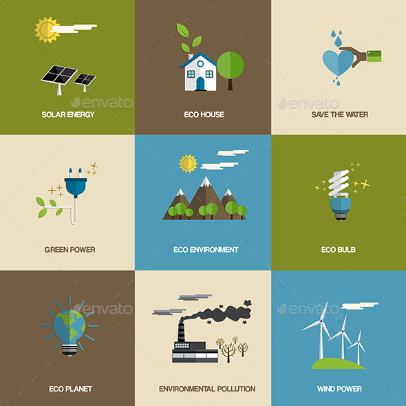 GraphicRiver Set of Flat Designed Ecology Icons 9256697 GraphicRiver Set of Flat Designed Ecology Icons 9256697
