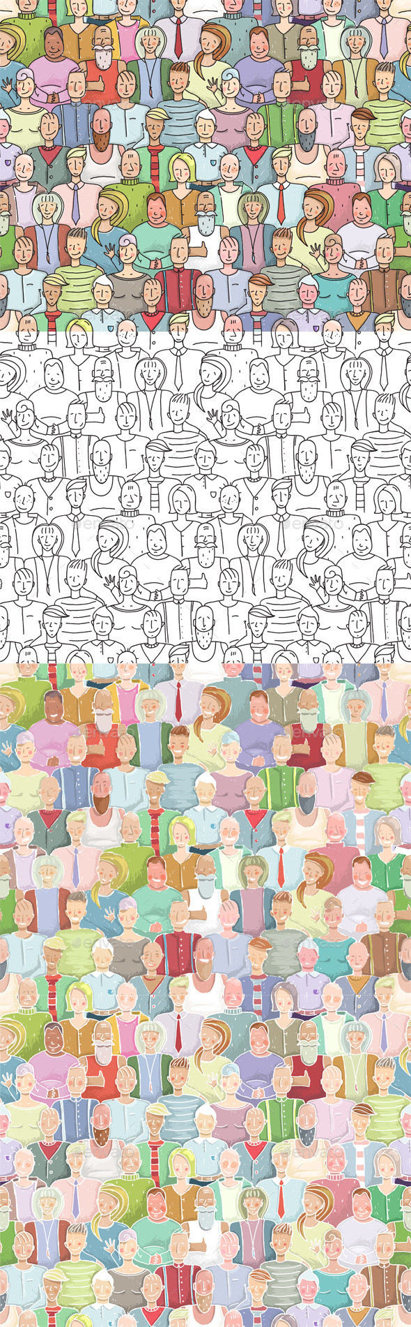 GraphicRiver Smiling People Crowd Collective Portrait Seamless 9257366 GraphicRiver Smiling People Crowd Collective Portrait Seamless 9257366