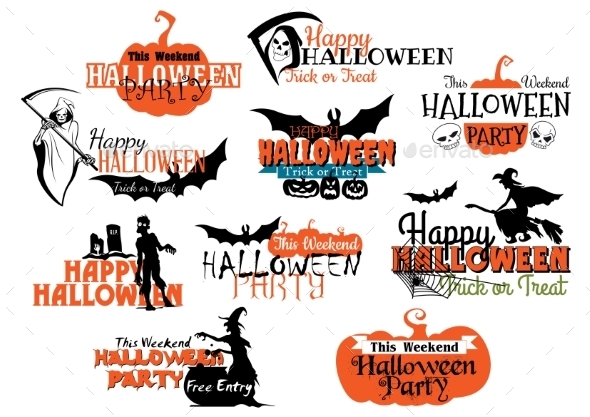 Set of Happy Halloween Designs