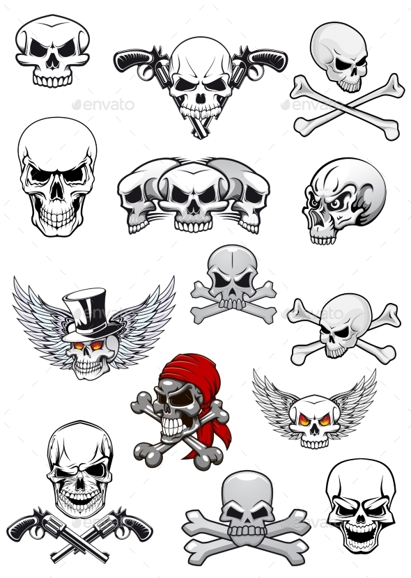 GraphicRiver Vector Skull Characters with Crossbones 9258372 GraphicRiver Vector Skull Characters with Crossbones 9258372