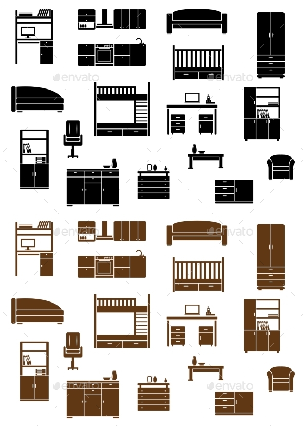 GraphicRiver Set of Flat Furniture Icons 9258379 GraphicRiver Set of Flat Furniture Icons 9258379