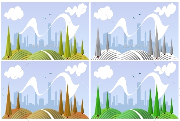 GraphicRiver Landscape in Four Seasons 9258380 GraphicRiver Landscape in Four Seasons 9258380