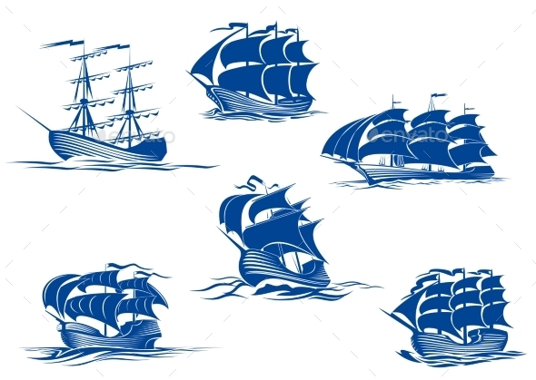 GraphicRiver Blue Ships or Sailing Ships 9258473 GraphicRiver Blue Ships or Sailing Ships 9258473