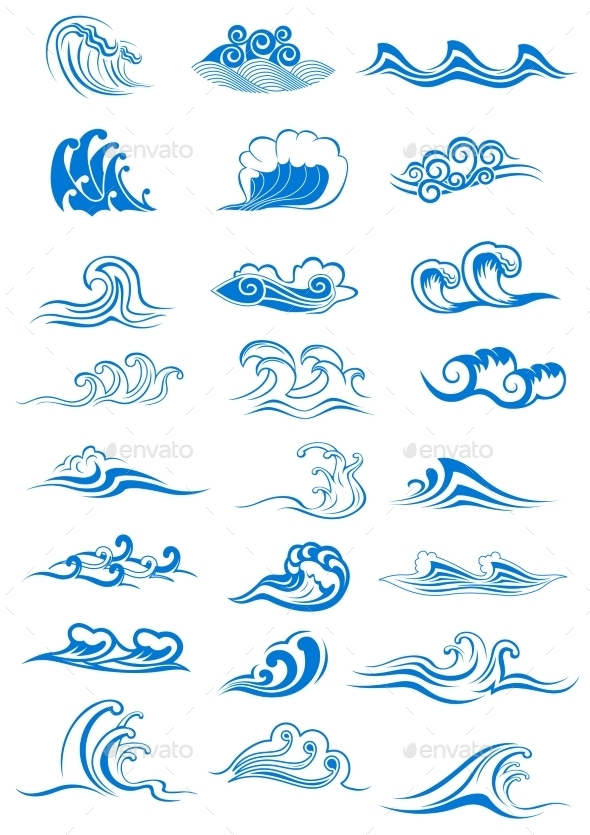 Blue Ocean Waves Set Blue Ocean Waves Set
