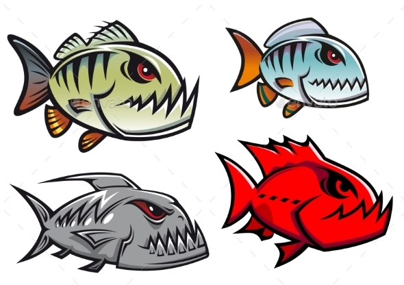 GraphicRiver Cartoon Piranha Fish 9258485 GraphicRiver Cartoon Piranha Fish 9258485