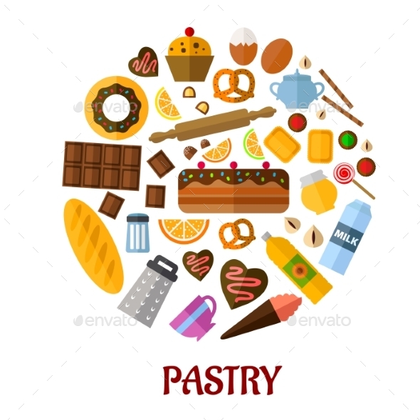 Pastry Flat Vector Icons Pastry Flat Vector Icons