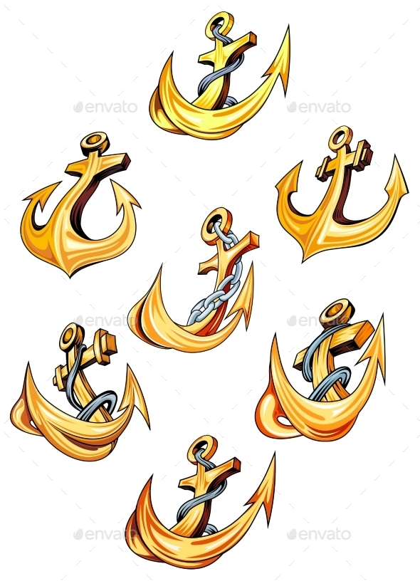 Swirling Gold Ships Anchors Swirling Gold Ships Anchors