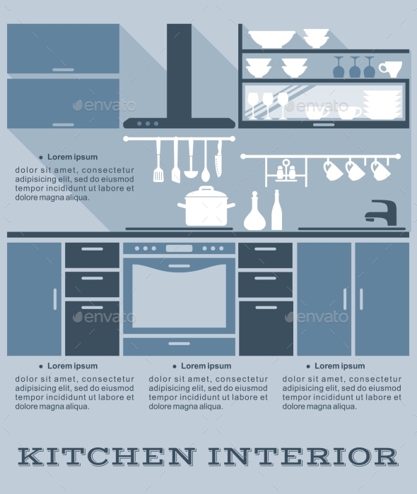 GraphicRiver Kitchen Interior Flat Design 9258505 GraphicRiver Kitchen Interior Flat Design 9258505