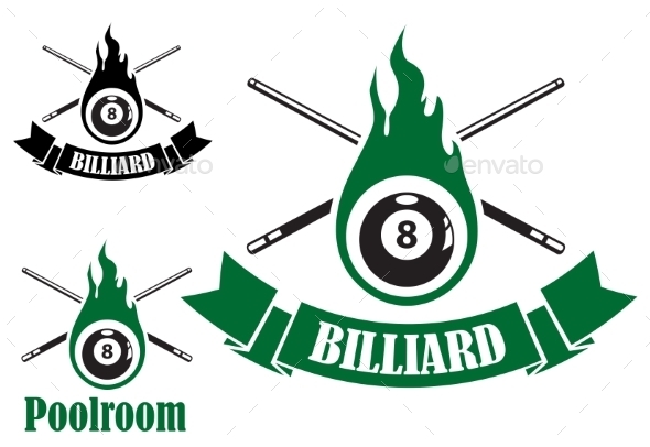 GraphicRiver Billiard Icons with Crossed Cues 9258544 GraphicRiver Billiard Icons with Crossed Cues 9258544