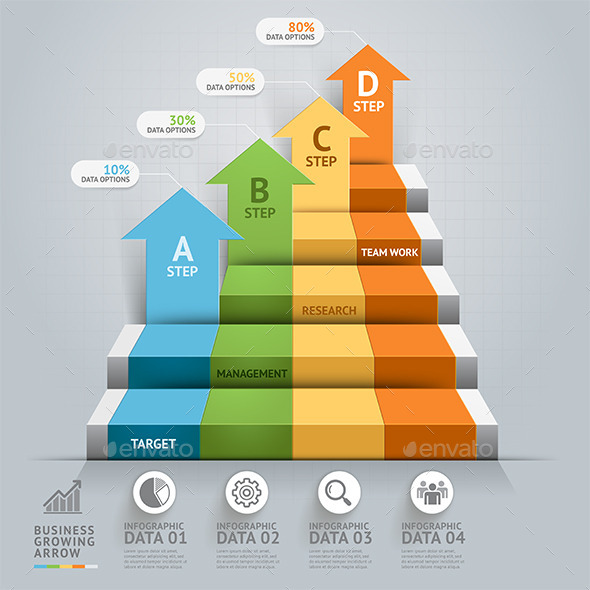 Business Arrow Step Staircase Infographics