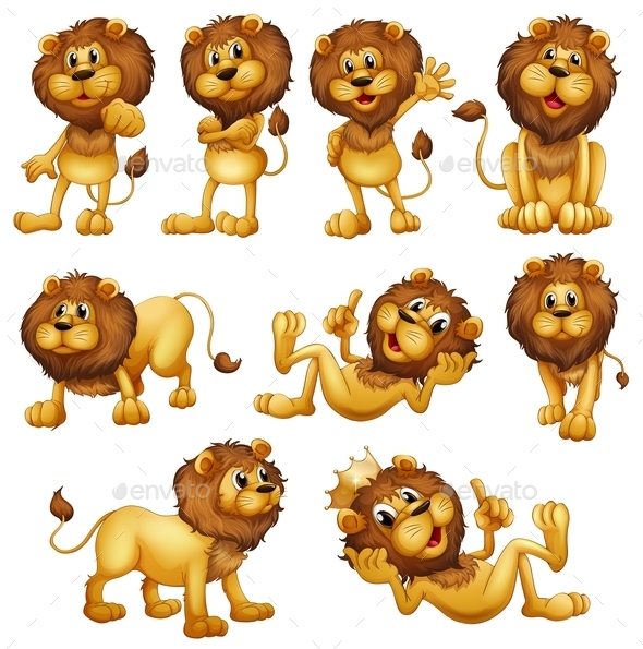 GraphicRiver Lions in different Positions 9259605 GraphicRiver Lions in different Positions 9259605