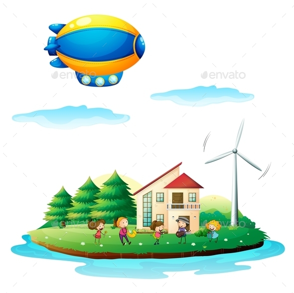 GraphicRiver Children near the Windmill 9259621 GraphicRiver Children near the Windmill 9259621