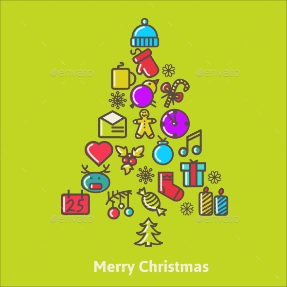 GraphicRiver Christmas Tree Made of Xmas Icons and Elements 9259885 GraphicRiver Christmas Tree Made of Xmas Icons and Elements 9259885