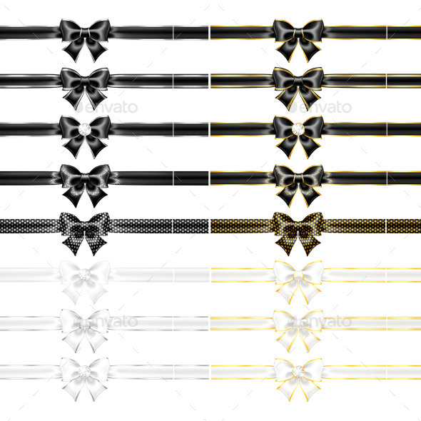 GraphicRiver Black and White Bows with Ribbons 9262086 GraphicRiver Black and White Bows with Ribbons 9262086