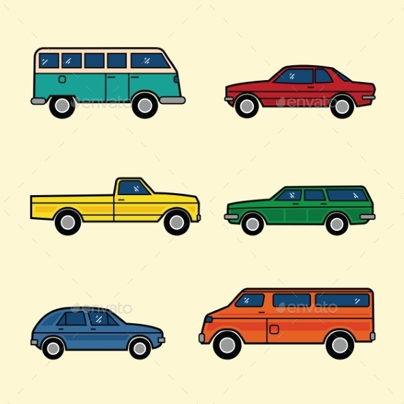 GraphicRiver Line Style Color Vector Cars Set 9263457 GraphicRiver Line Style Color Vector Cars Set 9263457