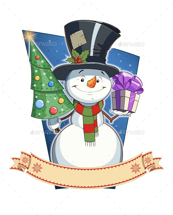 GraphicRiver Snowman with Gift Christmas Character 9264096 GraphicRiver Snowman with Gift Christmas Character 9264096