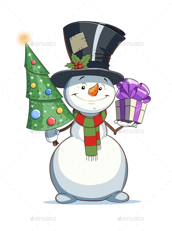 GraphicRiver Snowman with Gift Christmas Character 9264130 GraphicRiver Snowman with Gift Christmas Character 9264130