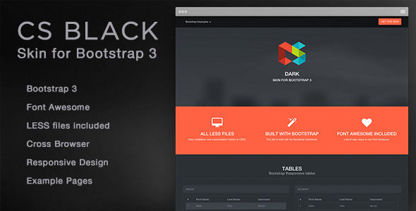 CS Black - Bootstrap 3 Skin - CodeCanyon Item for Sale