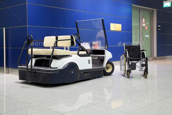 Wheelchair and buggy in airport