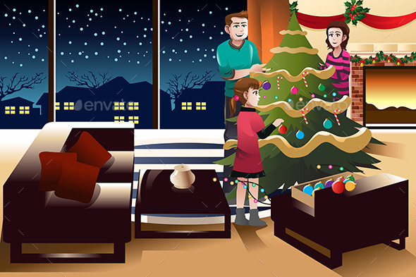 GraphicRiver Family Decorating Christmas Tree 9269153 GraphicRiver Family Decorating Christmas Tree 9269153