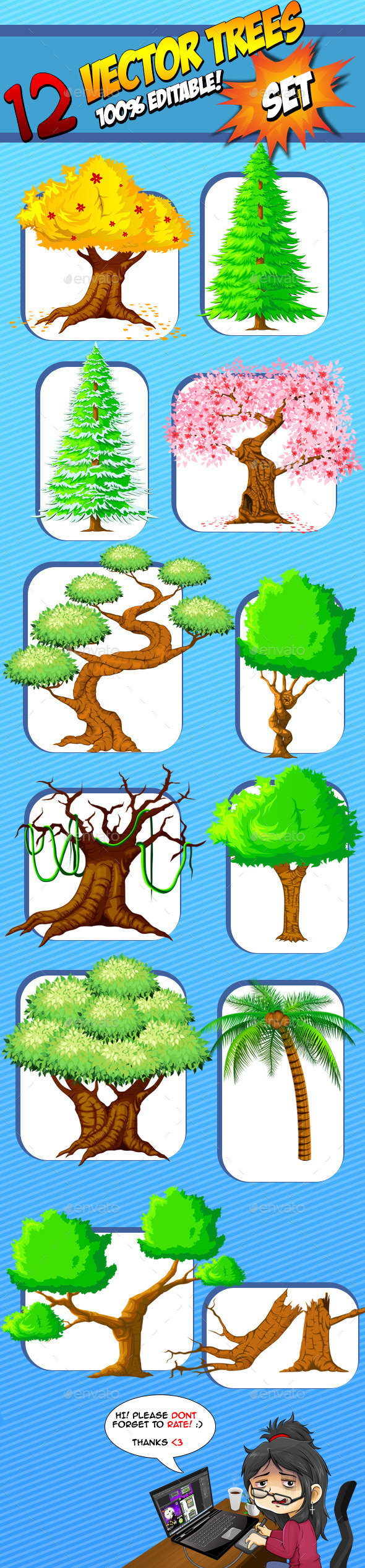 GraphicRiver Vector Trees Set 9269158 GraphicRiver Vector Trees Set 9269158
