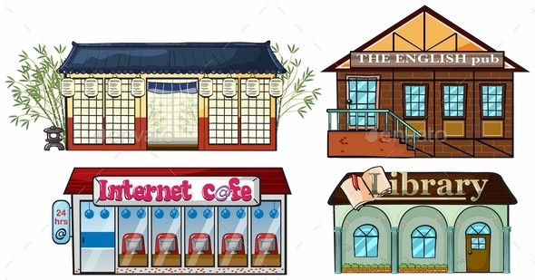 GraphicRiver Asian Building Pub Internet Cafe and a Library 9269394 GraphicRiver Asian Building Pub Internet Cafe and a Library 9269394