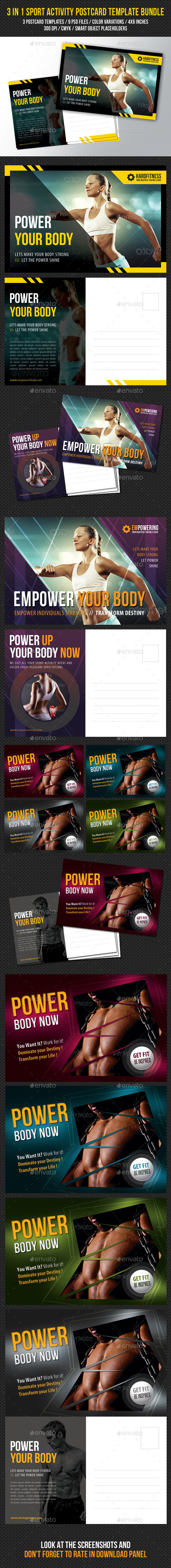 GraphicRiver 3 in 1 Sport Activity Postcard Template Bundle 9270361 GraphicRiver 3 in 1 Sport Activity Postcard Template Bundle 9270361