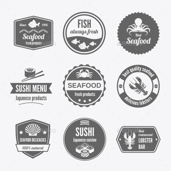 Seafood Label Set (Food)