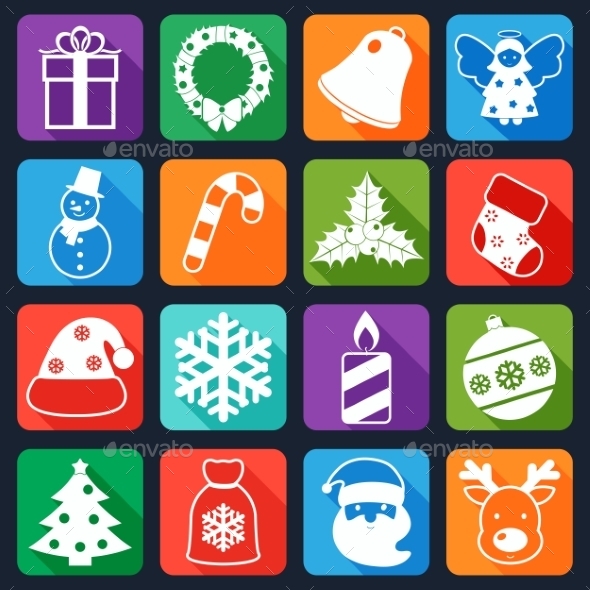 Christmas Icons Set Flat (Christmas)