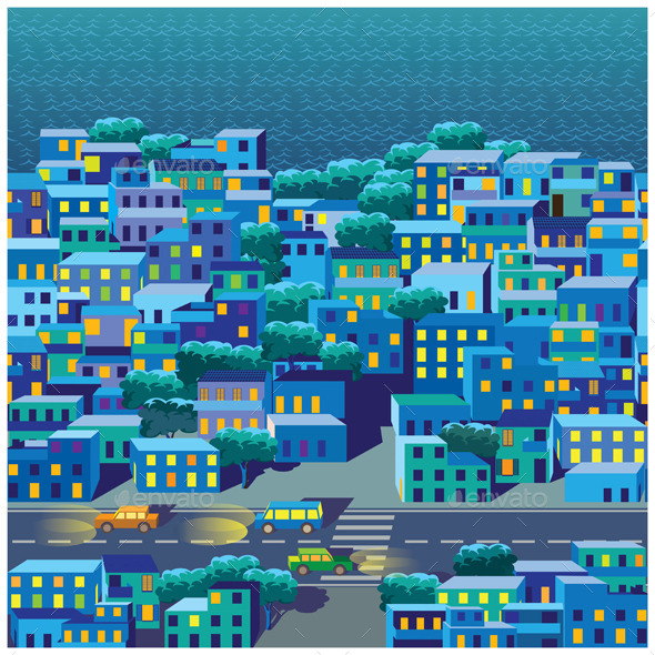 GraphicRiver Old District at Night 9276196 GraphicRiver Old District at Night 9276196