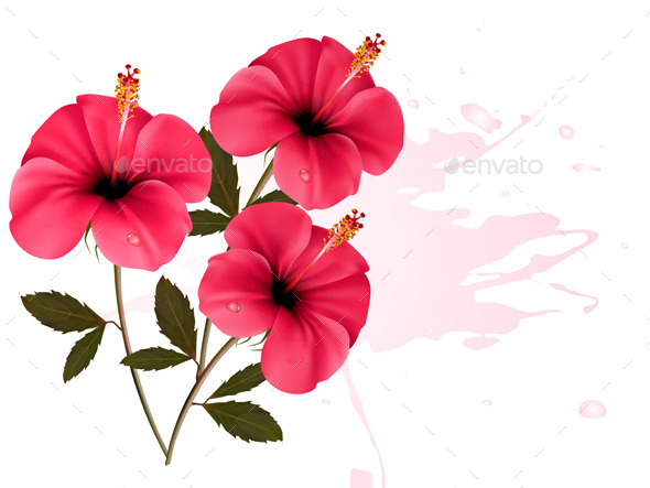 GraphicRiver Three Pink Flowers Background 9276690 GraphicRiver Three Pink Flowers Background 9276690
