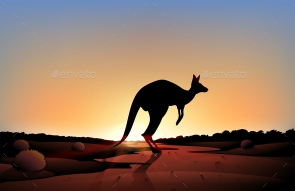 GraphicRiver A Sunset with a Kangaroo 9276905 GraphicRiver A Sunset with a Kangaroo 9276905