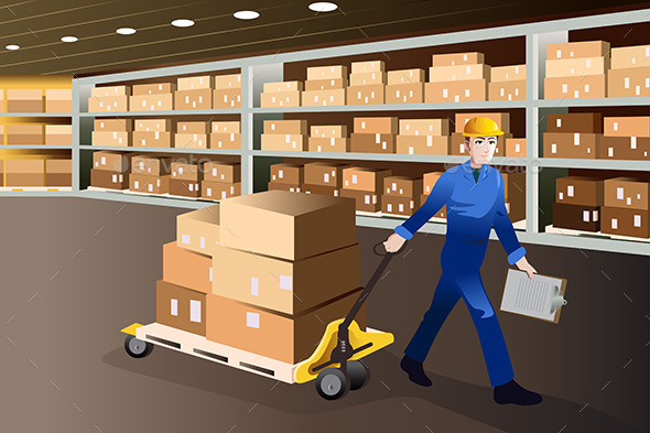 Man Working in a Warehouse Man Working in a Warehouse
