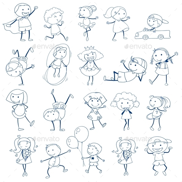 Doodles of Kids Playing (People)