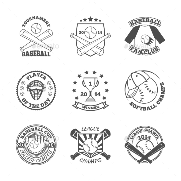 Baseball Labels Icons Set (Web Elements)