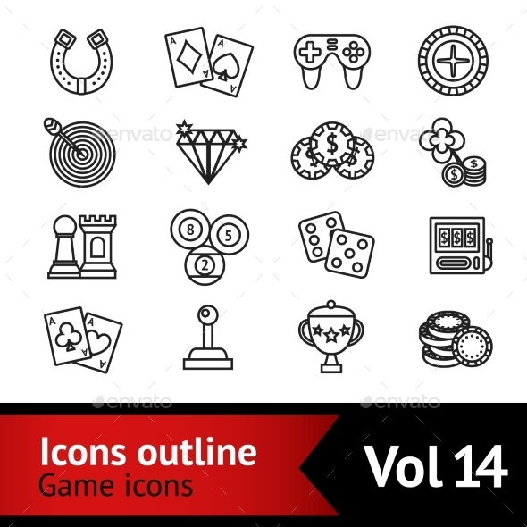 Game Outline Icons Set (Miscellaneous)