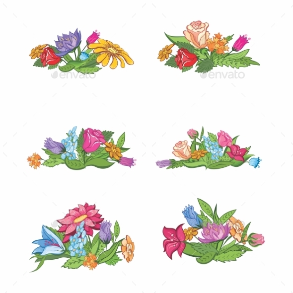 Set of Flower Vignettes (Flowers & Plants)