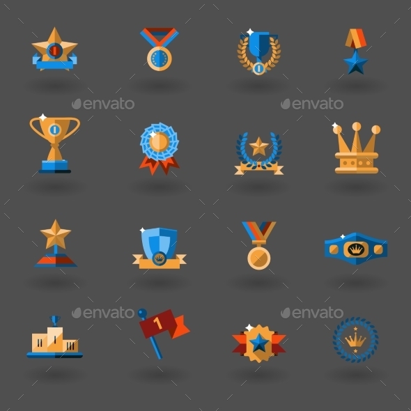 Award Flat Icons Set (Web)